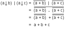 Démonstration : (a nor b) nand (a nor c) est égal à : a ou b ou c