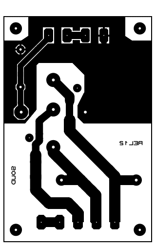 Image du typon du circuit imprimé vu par dessus et par transparence