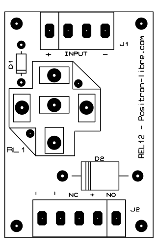 Schéma d'implantation des composants de la carte à relais